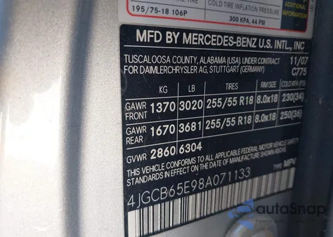 2008 Mercedes-Benz R 350 4Matic from USA, damaged, VIN 4JGCB65E98A071133